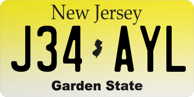 NJ license plate J34AYL