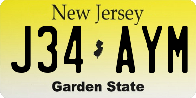 NJ license plate J34AYM