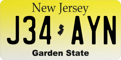 NJ license plate J34AYN