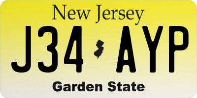 NJ license plate J34AYP