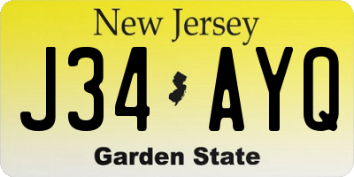 NJ license plate J34AYQ