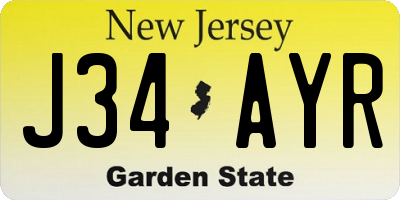 NJ license plate J34AYR