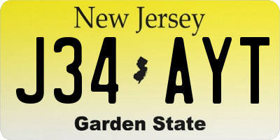 NJ license plate J34AYT