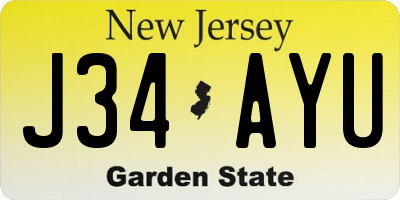 NJ license plate J34AYU