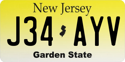 NJ license plate J34AYV