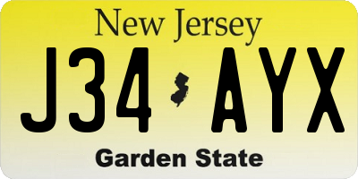 NJ license plate J34AYX