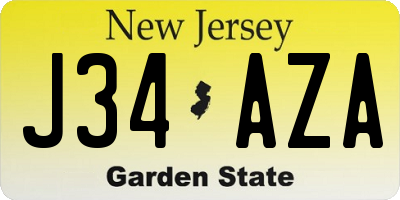 NJ license plate J34AZA