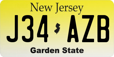 NJ license plate J34AZB