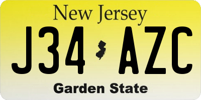 NJ license plate J34AZC