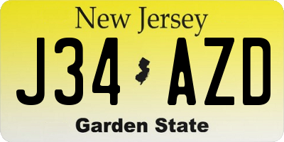 NJ license plate J34AZD