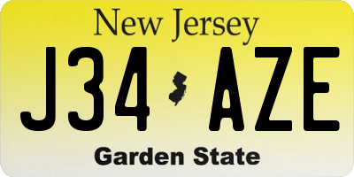 NJ license plate J34AZE