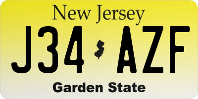 NJ license plate J34AZF