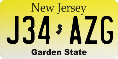 NJ license plate J34AZG