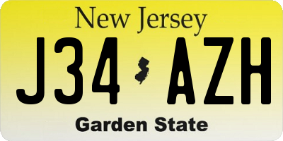 NJ license plate J34AZH