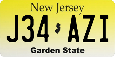 NJ license plate J34AZI