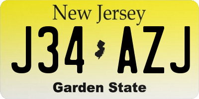 NJ license plate J34AZJ