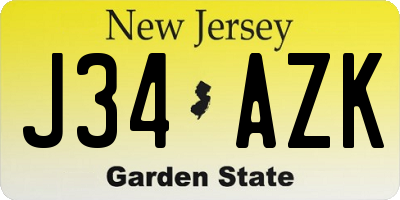 NJ license plate J34AZK