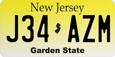 NJ license plate J34AZM