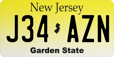 NJ license plate J34AZN