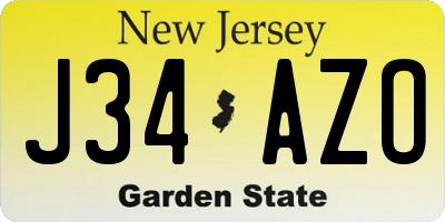 NJ license plate J34AZO