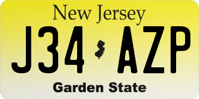 NJ license plate J34AZP