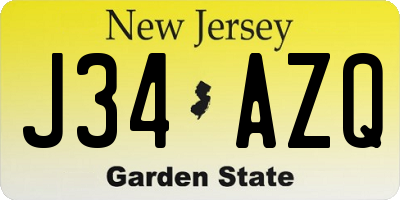 NJ license plate J34AZQ