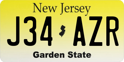 NJ license plate J34AZR