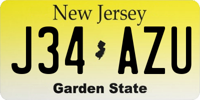 NJ license plate J34AZU