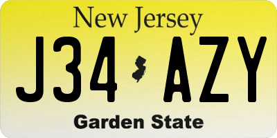 NJ license plate J34AZY