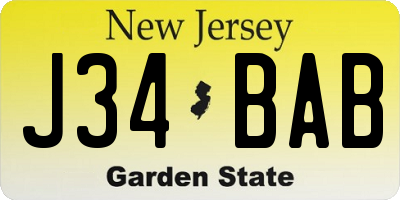 NJ license plate J34BAB