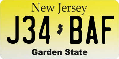 NJ license plate J34BAF