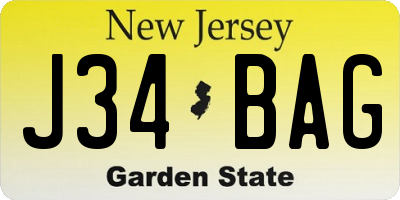 NJ license plate J34BAG