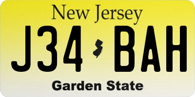 NJ license plate J34BAH