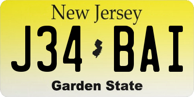 NJ license plate J34BAI