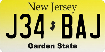 NJ license plate J34BAJ