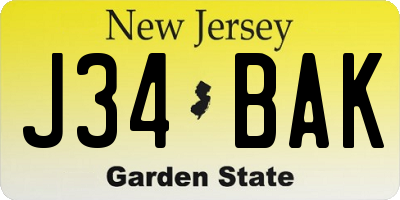 NJ license plate J34BAK