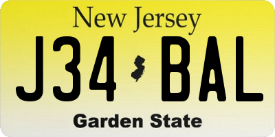 NJ license plate J34BAL