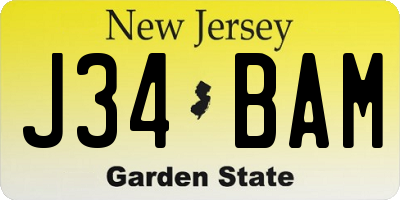 NJ license plate J34BAM