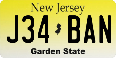 NJ license plate J34BAN