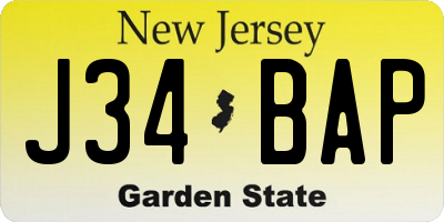 NJ license plate J34BAP