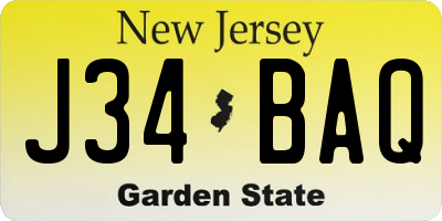 NJ license plate J34BAQ