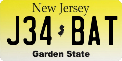 NJ license plate J34BAT