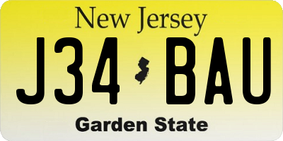 NJ license plate J34BAU