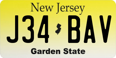 NJ license plate J34BAV