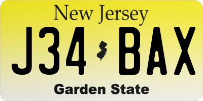 NJ license plate J34BAX