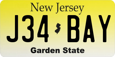 NJ license plate J34BAY