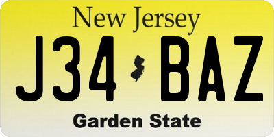 NJ license plate J34BAZ