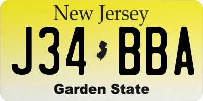 NJ license plate J34BBA