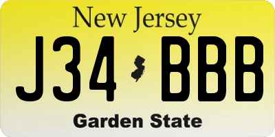 NJ license plate J34BBB