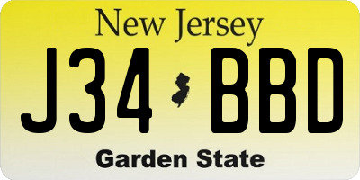 NJ license plate J34BBD